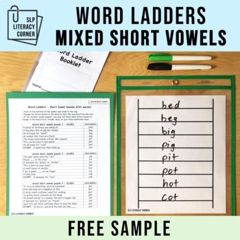 Preview of Word Ladders | Word Chains for CVC Words and Short Vowels Free Sample