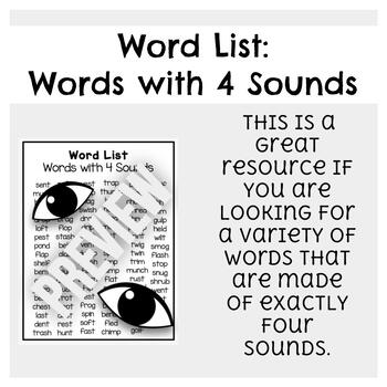 Preview of Word List: Words with 4 Sounds