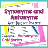 Synonyms and Antonyms - Word Lists