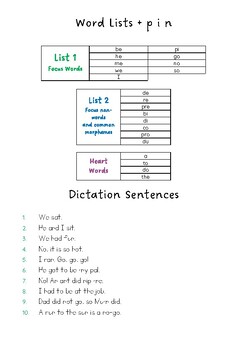 Preview of Word Lists and Dictation - Open Syllables