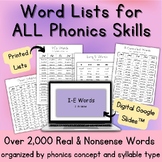 Ultimate Word Lists for ALL Phonics Skills + Google Slides