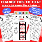 Word Lists for Phonics & Phoneme Word Chaining & Ladders- 