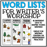 Word Lists for Writers Workshop