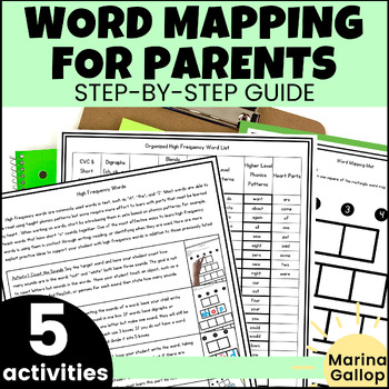 Preview of Science of Reading Parent Handout - Heart Word Practice List & Word Mapping Mat