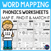 Word Mapping Phonics Worksheets (SOR)- CVC, CVCe, Blends, 