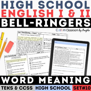 Preview of STAAR Determining Meaning of Unknown Words High School Context Clues Bell Ringer