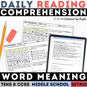 Preview of STAAR Determining Meaning of Unknown Words Context Clues Quiz Warm Up Worksheet