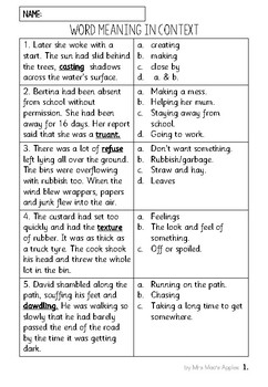 word meaning in context reading comprehension by mrs macs apples