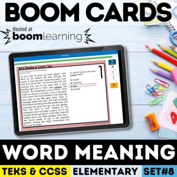 Preview of Word Meaning & Context Clues Task Cards Digital Boom Cards