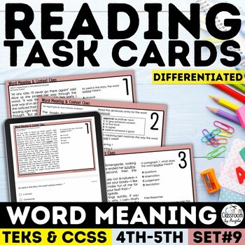 Preview of Determining Meaning of Unknown Words Word Meaning & Context Clues Task Cards