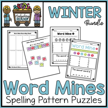 Preview of Winter Bundle - Spelling Puzzle Word Mines - December January February