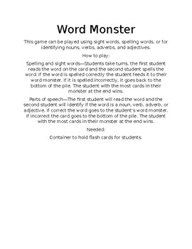 Preview of Word Monster- spelling, reading, identifying