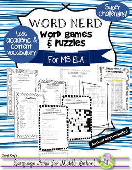 Preview of Word Nerd: Word Games & Puzzles for Middle School ELA