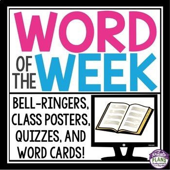 Preview of Word of the Day or Week - Vocabulary Slides, Posters, Assignment, and Quizzes