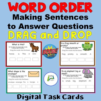 Preview of Word Order 1 - Make a sentence to answer a question BOOM task cards