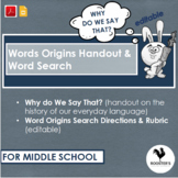 Word Origins Search Middle School {Digital & PDF} Distance