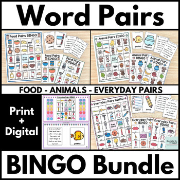 Preview of Word Pairs or Word Associations Bingo Game Bundle for Vocabulary