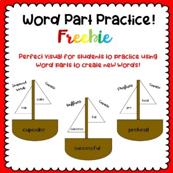 Preview of Word Part Practice Craft! Compound Words, Suffixes and Prefixes-FREEBIE