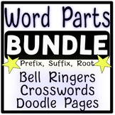 Word Parts Bundle Prefix Suffix Root Worksheets and Resources