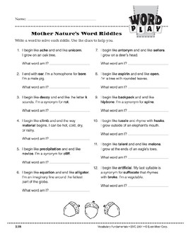Krympe træt af snave Word Play: Mother Nature's Word Riddles by Evan-Moor Educational Publishers