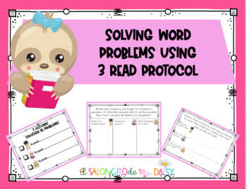 Preview of Word Problem 3 Read Math Protocol in English & Spanish