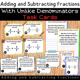 Word Problem Adding & Subtracting Fractions Task Cards Wit