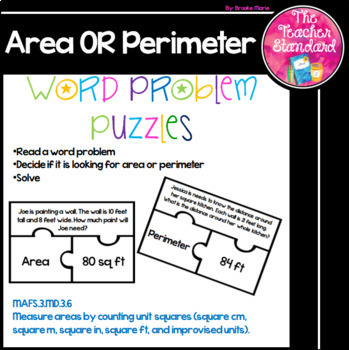 Preview of Word Problem Area or Perimeter Puzzles