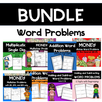 Preview of Word Problems Grades 1 to 5 Add, Subtract, Multiply with and without Regrouping