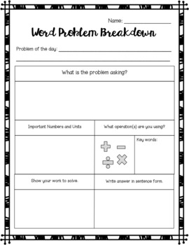 Preview of Math Word Problem Breakdown - Chart & CUBES Strategy *EDITABLE*