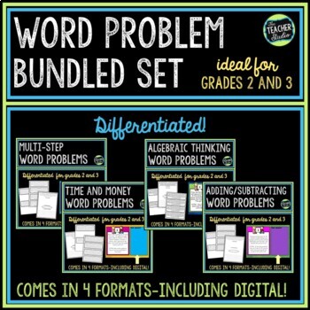 Preview of 2nd Grade Word Problems - 3rd Grade Word Problems - BUNDLE - Print and Digital
