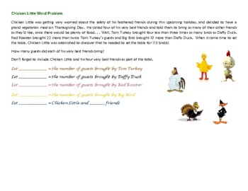 Preview of Word Problem Story: Chicken Little