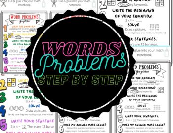 Preview of Word Problem List/Steps to Solve! Poster & Interactive Notebook page included