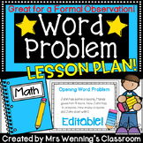 Word Problem Lesson Plan (using cognitively guided instruction)