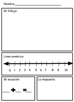 Preview of Word Problem Math Worksheet Spanish