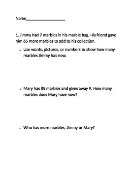 Preview of Word Problem Number Bonds Addition and Subtraction