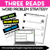 3 Reads Strategy Math Word Problems Graphic Organizer ELL Math Language Routine