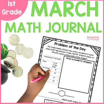 Preview of March Math Journal - First Grade Word Problem Practice - Spiraled Review