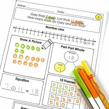 Word Problem Practice Sheets- 2 Whole Numbers OA.A.1 by Tiny Teaching Shack