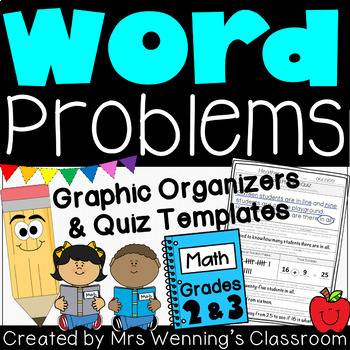 Word Problem Quiz & Graphic Organizers! (Grades 2 & 3)