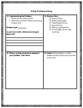 Preview of Word Problem Solving Template- Process