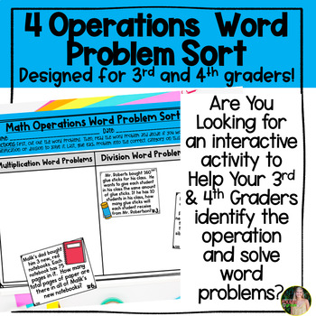 Preview of Word Problem Sort for 4 Operations | 3rd and 4th Grade