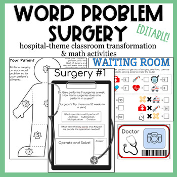 Preview of Word Problem Surgery | Hospital Transformation & Math Activities