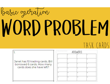 Preview of Word Problem Task Cards || Basic Operations