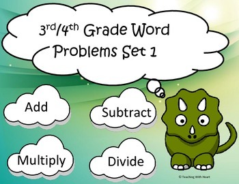 Preview of Word Problem Task Cards: Multiplication, Division, Addition & Subtraction