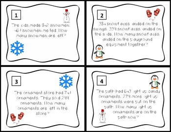 Word Problem Task Cards - Three Digit Addition and Subtraction With ...