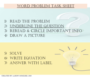 Preview of Word Problem Task Sheet
