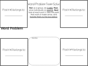 Preview of Word Problem Team Solve Template