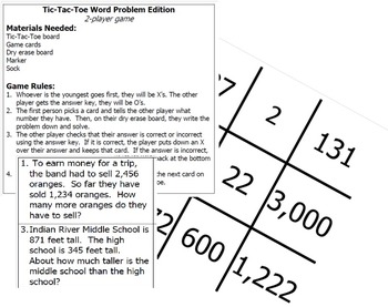 Preview of Word Problem Tic-Tac-Toe Review Game - VA Math SOL 3.3