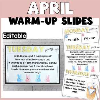 Preview of Word Problem Warm up| April Math Slides
