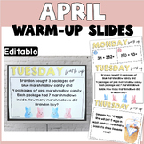 Word Problem Warm up| April Math Slides